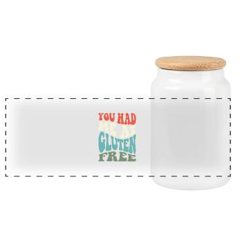 Gluten Free Celiac You Had Me At Gluten Free - Panoramic Cookie Jar with Wooden Lid - white - Front