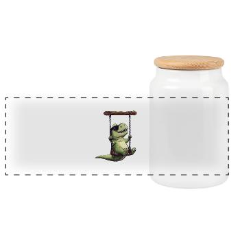 Cool Dino on the Swing T-Rex Sunglasses - Panoramic Cookie Jar with Wooden Lid - white - Front
