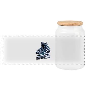 American football cleats studs USA flag street art - Panorama Keksdose mit Holzdeckel - Weiß - Vorne