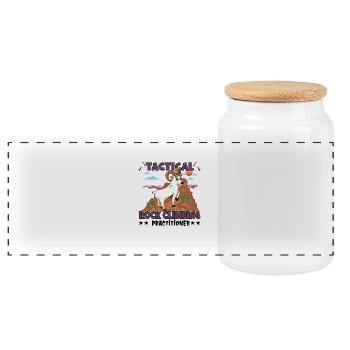 Tactical Rock Climbing Practioner - Panoramic Cookie Jar with Wooden Lid - white - Front