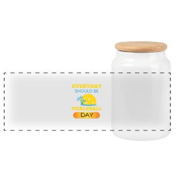 Sporty Design Everyday Should Be Pickleball Day - Panoramic Cookie Jar with Wooden Lid - white - Front