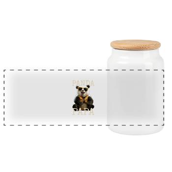 Panda Papa Daddy Pandas Vatertag Pandabär Bär Dad - Panorama Keksdose mit Holzdeckel - Weiß - Vorne