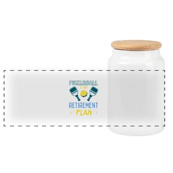 Pickleball ist mein Altersvorsorgeplan Aktiver Ruhestand - Panorama Keksdose mit Holzdeckel - Weiß - Vorne