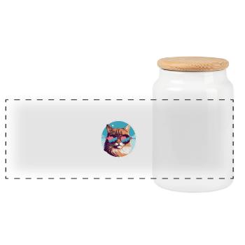 Lueur de chat ronronnée par le soleil - Boîte à biscuits avec couvercle en bois - blanc - Devant