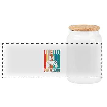 Birthday Level 84 - Panoramic Cookie Jar with Wooden Lid - white - Front