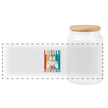 Level 88 unlocked - Panoramic Cookie Jar with Wooden Lid - white - Front