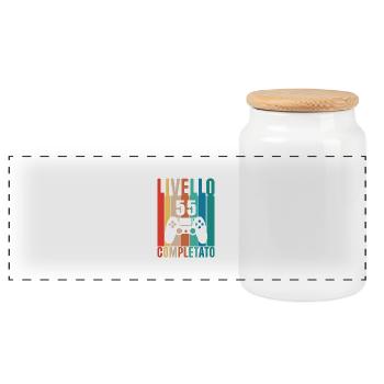 Level 55 - Panoramic Cookie Jar with Wooden Lid - white - Front