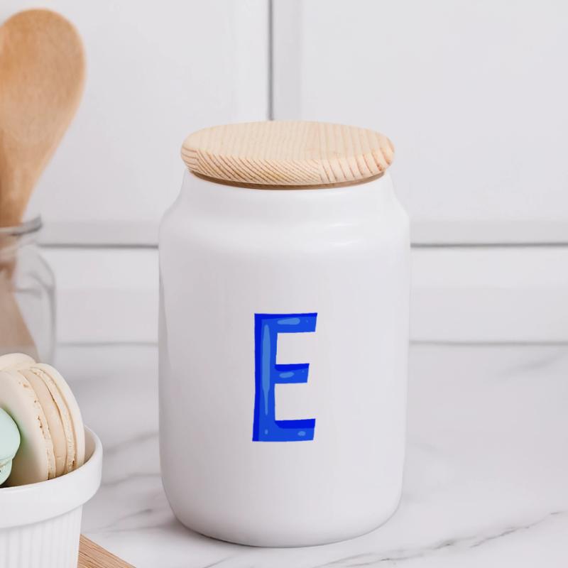 Point E - Initial point E Boîte à biscuits avec couvercle en bois