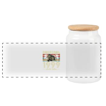 1999 Vintage Retro Geburtstagsgeschenk - Panorama Keksdose mit Holzdeckel - Weiß - Vorne