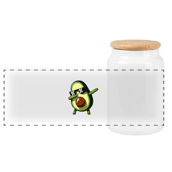 Dabbing Avocado Funny Vegan - Panoramic Cookie Jar with Wooden Lid - white - Front