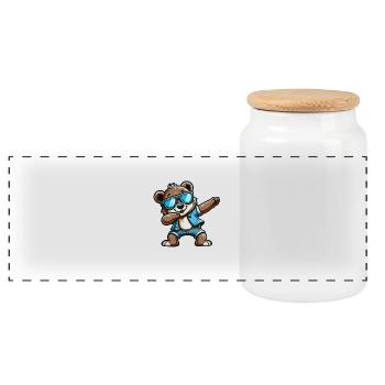 Tamponnage Cool Bear - Boîte à biscuits avec couvercle en bois - blanc - Devant