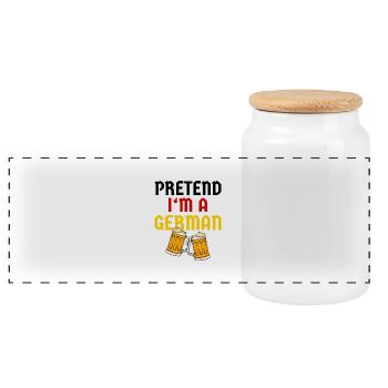 Pretend I’m a German - Bierkrug Kostümshirt - Panorama Keksdose mit Holzdeckel - Weiß - Vorne