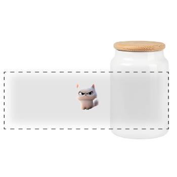 Ähm Nö Katze Nein No Faulenzer Neinsagen Katzen - Panorama Keksdose mit Holzdeckel - Weiß - Vorne