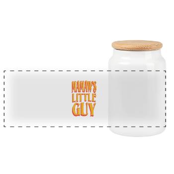 Mamaw's Little Guy Funny Grandparent Saying Design - Panoramic Cookie Jar with Wooden Lid - white - Front