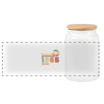 Original 1965 Vintage Cadeau d’anniversaire - Boîte à biscuits avec couvercle en bois - blanc - Devant