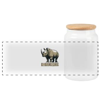 Nashorn Nashorn Safari Afrikanisches Tier - Panorama Keksdose mit Holzdeckel - Weiß - Vorne