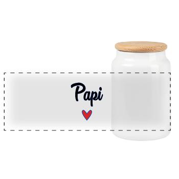 GRANDPA. FATHER'S DAY. HAPPY GRANDPA'S DAY. I LOVE YOU. - Panoramic Cookie Jar with Wooden Lid - white - Front