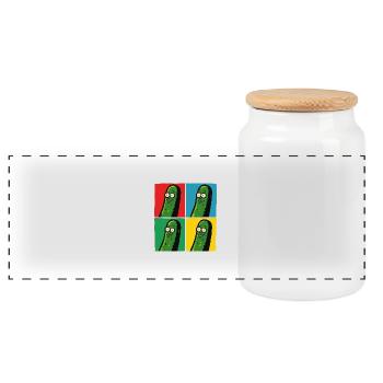 Funny Pickles For Vegans And Vegetarians In Diet - Panoramic Cookie Jar with Wooden Lid - white - Front