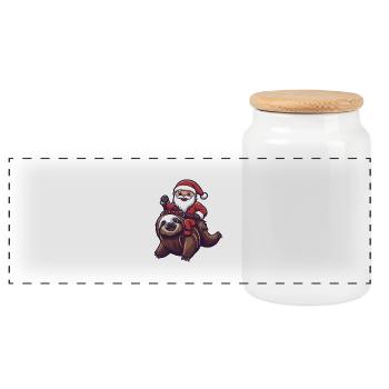 Paresseux Père Noël dessin animé - Boîte à biscuits avec couvercle en bois - blanc - Devant