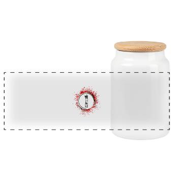 Asparagus icon - Panoramic Cookie Jar with Wooden Lid - white - Front