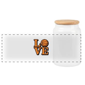Ich liebe Basketball - Panorama Keksdose mit Holzdeckel - Weiß - Vorne
