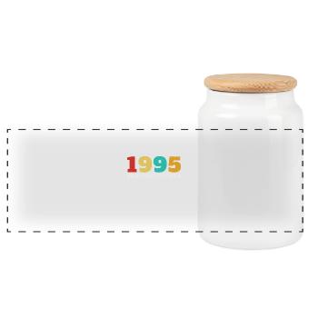 1995 Retro Vintage Geburtstagsgeschenk - Panorama Keksdose mit Holzdeckel - Weiß - Vorne