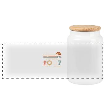 Original 2007 Vintage Retro Geburtstagsgeschenk - Panorama Keksdose mit Holzdeckel - Weiß - Vorne