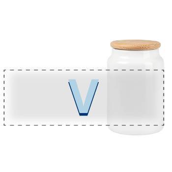 Lettre v bleu pop et moderne - Boîte à biscuits avec couvercle en bois - blanc - Devant