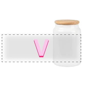 Lettre v rose pop et moderne - Boîte à biscuits avec couvercle en bois - blanc - Devant