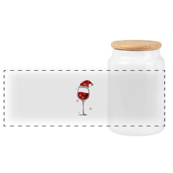Weihnachten Santa Weinglas Rotwein Weinliebhaber - Panorama Keksdose mit Holzdeckel - Weiß - Vorne