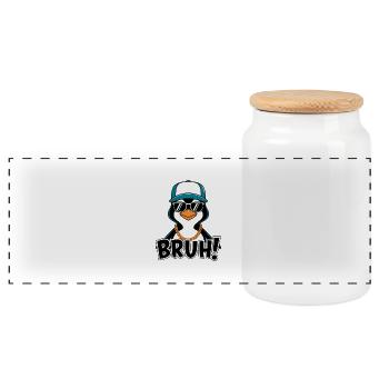 PINGUINS BRUH - Panorama Keksdose mit Holzdeckel - Weiß - Vorne