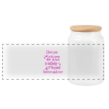 love you to the moon and back amore Flowers Women - Panoramic Cookie Jar with Wooden Lid - white - Front