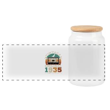 1935 Vintage Retro 90 Year Birthday Gift - Panoramic Cookie Jar with Wooden Lid - white - Front