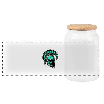 Casque de guerrier spartiate - Boîte à biscuits avec couvercle en bois - blanc - Devant