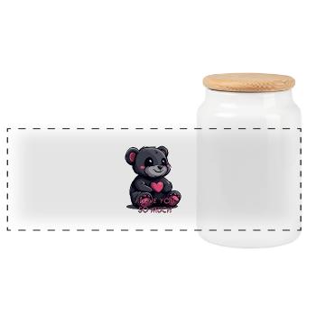 I LOVE YOU SO MUCH TEDDYBEAR - Panorama Keksdose mit Holzdeckel - Weiß - Vorne
