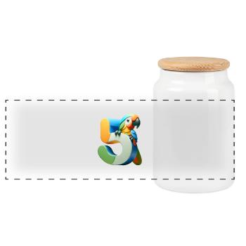 Children's Design – Parrot and Numbers - Panoramic Cookie Jar with Wooden Lid - white - Front