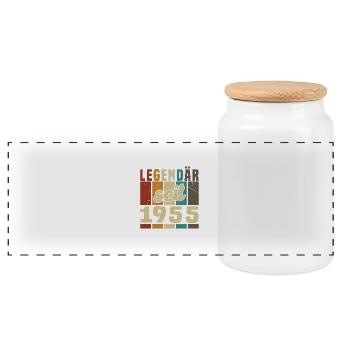 Legende seit 1955 - Panorama Keksdose mit Holzdeckel - Weiß - Vorne