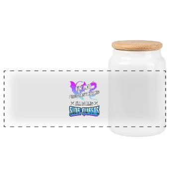 procrastinating1 - Panoramic Cookie Jar with Wooden Lid - white - Front