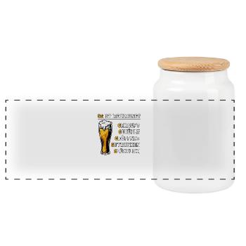 5G Beer Funny Design Funny Gift Idea - Panoramic Cookie Jar with Wooden Lid - white - Front