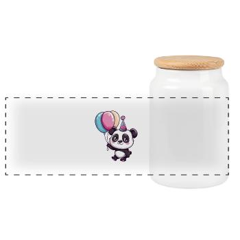 Panda Anniversaire Bébé - Boîte à biscuits avec couvercle en bois - blanc - Devant