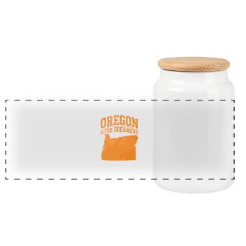 Oregon Is For Dreamers für Oregon Urlauber - Panorama Keksdose mit Holzdeckel - Weiß - Vorne