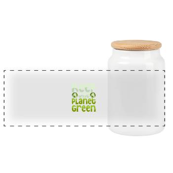 Keep The Planet Green Earth Day Planet - Panoramic Cookie Jar with Wooden Lid - white - Front