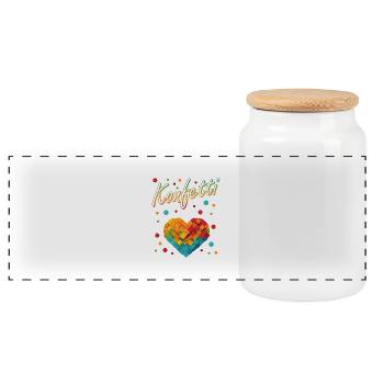 Confetti Carnival Carnival Fun Design - Panoramic Cookie Jar with Wooden Lid - white - Front