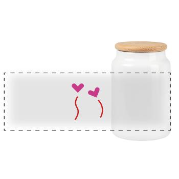 Sweet Couple 00 - Panoramic Cookie Jar with Wooden Lid - white - Front