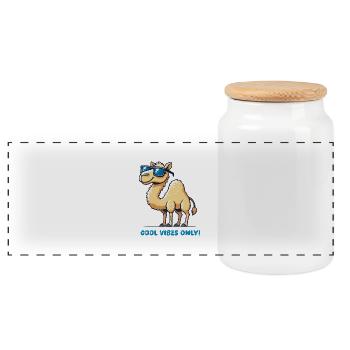 kamel sonnenbrille cool - Panorama Keksdose mit Holzdeckel - Weiß - Vorne