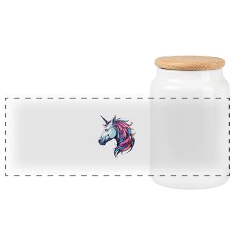 Portrait de licorne - Boîte à biscuits avec couvercle en bois - blanc - Devant