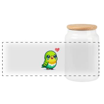 L’amour de la perruche - Boîte à biscuits avec couvercle en bois - blanc - Devant