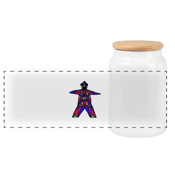 Stained glass man - Panoramic Cookie Jar with Wooden Lid - white - Front