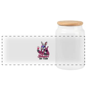 Team Ski Haserl On Tour Après Ski - Panoramic Cookie Jar with Wooden Lid - white - Front