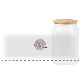 Gelassener Sakura-Vogel mit japanischem - Panorama Keksdose mit Holzdeckel - Weiß - Vorne